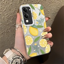 HONTINGA Vivo Y29S ile Uyumlu Kılıf Silikon Kenar Sert Arka Kamera Koruyucu Basitlik Anti Düşme Kamera Korumalı Limon Desen Couple Telefon Kılıfı Kadın ve Erkek Için Uygundur K1-1336