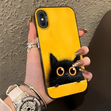 HONTINGA iPhone x ile Uyumlu Kılıf Silikon Kenar Sert Arka Kamera Koruyucu Basitlik Anti Düşme Kamera Korumalı Kedi Desen Couple Telefon Kılıfı Kadın ve Erkek Için Uygundur K1-1337