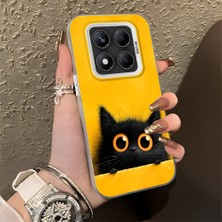 HONTINGA Xiaomi Redmi Note 14 Pro ile Uyumlu Kılıf Silikon Kenar Sert Arka Kamera Koruyucu Basitlik Anti Düşme Kamera Korumalı Kedi Desen Couple Telefon Kılıfı Kadın ve Erkek Için Uygundur K1-1337