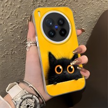HONTINGA Vivo X300 Pro ile Uyumlu Kılıf Silikon Kenar Sert Arka Kamera Koruyucu Basitlik Anti Düşme Kamera Korumalı Kedi Desen Couple Telefon Kılıfı Kadın ve Erkek Için Uygundur K1-1337