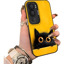 HONTINGA Vivo Y31 5g ile Uyumlu Kılıf Silikon Kenar Sert Arka Kamera Koruyucu Basitlik Anti Düşme Kamera Korumalı Kedi Desen Couple Telefon Kılıfı Kadın ve Erkek Için Uygundur K1-1337