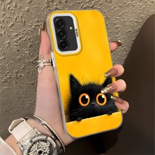 HONTINGA Samsung Galaxy A17 ile Uyumlu Kılıf Silikon Kenar Sert Arka Kamera Koruyucu Basitlik Anti Düşme Kamera Korumalı Kedi Desen Couple Telefon Kılıfı Kadın ve Erkek Için Uygundur K1-1337