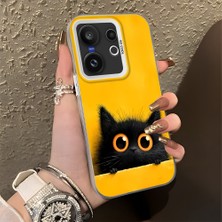 HONTINGA Vivo X200 Fe ile Uyumlu Kılıf Silikon Kenar Sert Arka Kamera Koruyucu Basitlik Anti Düşme Kamera Korumalı Kedi Desen Couple Telefon Kılıfı Kadın ve Erkek Için Uygundur K1-1337