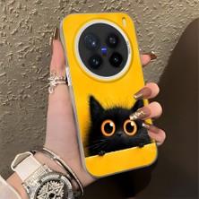 HONTINGA Vivo X200 Pro ile Uyumlu Kılıf Silikon Kenar Sert Arka Kamera Koruyucu Basitlik Anti Düşme Kamera Korumalı Kedi Desen Couple Telefon Kılıfı Kadın ve Erkek Için Uygundur K1-1337
