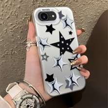 HONTINGA iPhone 17E ile Uyumlu Kılıf Silikon Kenar Sert Arka Kamera Koruyucu Basitlik Anti Düşme Kamera Korumalı Yıldız Desen Couple Telefon Kılıfı Kadın ve Erkek Için Uygundur K1-1338
