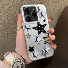 HONTINGA Tecno Spark 20 Pro ile Uyumlu Kılıf Silikon Kenar Sert Arka Kamera Koruyucu Basitlik Anti Düşme Kamera Korumalı Yıldız Desen Couple Telefon Kılıfı Kadın ve Erkek Için Uygundur K1-1338