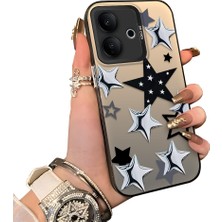 HONTINGA Vivo V60 Lite 5g ile Uyumlu Kılıf Silikon Kenar Sert Arka Kamera Koruyucu Basitlik Anti Düşme Kamera Korumalı Yıldız Desen Couple Telefon Kılıfı Kadın ve Erkek Için Uygundur K1-1338