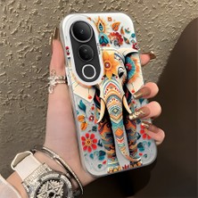 HONTINGA Vivo V50 Lite ile Uyumlu Kılıf Silikon Kenar Sert Arka Kamera Koruyucu Basitlik Anti Düşme Kamera Korumalı Fil Desen Couple Telefon Kılıfı Kadın ve Erkek Için Uygundur K1-1342