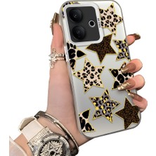 HONTINGA Vivo V60 Lite 5g ile Uyumlu Kılıf Silikon Kenar Sert Arka Kamera Koruyucu Basitlik Anti Düşme Kamera Korumalı Leoparlı Yıldız Desen Couple Telefon Kılıfı K1-1345
