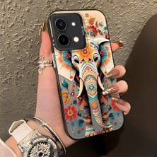 HONTINGA Vivo Y28 ile Uyumlu Kılıf Silikon Kenar Sert Arka Kamera Koruyucu Basitlik Anti Düşme Kamera Korumalı Fil Desen Couple Telefon Kılıfı Kadın ve Erkek Için Uygundur K1-1342