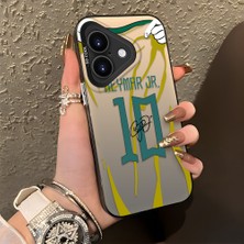HONTINGA iPhone 16 Plus ile Uyumlu Kılıf Silikon Kenar Sert Arka Kamera Koruyucu Basitlik Anti Düşme Kamera Korumalı Neymar Desen Couple Telefon Kılıfı Kadın ve Erkek Için Uygundur K1-1341