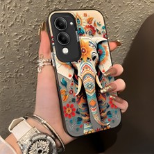 HONTINGA Vivo Y04 ile Uyumlu Kılıf Silikon Kenar Sert Arka Kamera Koruyucu Basitlik Anti Düşme Kamera Korumalı Fil Desen Couple Telefon Kılıfı Kadın ve Erkek Için Uygundur K1-1342