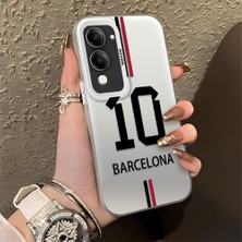 HONTINGA Vivo Y04 ile Uyumlu Kılıf Silikon Kenar Sert Arka Kamera Koruyucu Basitlik Anti Düşme Kamera Korumalı Messi Desen Couple Telefon Kılıfı Kadın ve Erkek Için Uygundur K1-1343