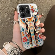 HONTINGA Tecno Spark 20 Pro 5g ile Uyumlu Kılıf Silikon Kenar Sert Arka Kamera Koruyucu Basitlik Anti Düşme Kamera Korumalı Fil Desen Couple Telefon Kılıfı Kadın ve Erkek Için Uygundur K1-1342