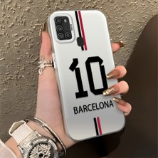 HONTINGA Samsung Galaxy A21S ile Uyumlu Kılıf Silikon Kenar Sert Arka Kamera Koruyucu Basitlik Anti Düşme Kamera Korumalı Messi Desen Couple Telefon Kılıfı Kadın ve Erkek Için Uygundur K1-1343