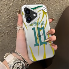 HONTINGA iPhone 16 Plus ile Uyumlu Kılıf Silikon Kenar Sert Arka Kamera Koruyucu Basitlik Anti Düşme Kamera Korumalı Neymar Desen Couple Telefon Kılıfı Kadın ve Erkek Için Uygundur K1-1341