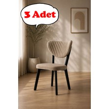 Teknor 3 Adet Elma Sandalye Modern Kadife Kapitone Sırtlı Mutfak Yemek Odası Balkon Kafe Sandalyesi 85 cm