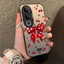 HONTINGA Vivo V50 Lite ile Uyumlu Kılıf Silikon Kenar Sert Arka Kamera Koruyucu Basitlik Anti Düşme Kamera Korumalı Papyon Desen Couple Telefon Kılıfı Kadın ve Erkek Için Uygundur K1-1344