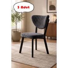 Teknor 3 Adet Elma Sandalye Modern Kadife Kapitone Sırtlı Mutfak Yemek Odası Balkon Kafe Sandalyesi 85 cm
