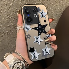 HONTINGA Vivo X200 Fe ile Uyumlu Kılıf Silikon Kenar Sert Arka Kamera Koruyucu Basitlik Anti Düşme Kamera Korumalı Yıldız Desen Couple Telefon Kılıfı Kadın ve Erkek Için Uygundur K1-1338