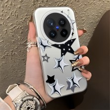 HONTINGA Vivo X200 Pro ile Uyumlu Kılıf Silikon Kenar Sert Arka Kamera Koruyucu Basitlik Anti Düşme Kamera Korumalı Yıldız Desen Couple Telefon Kılıfı Kadın ve Erkek Için Uygundur K1-1338