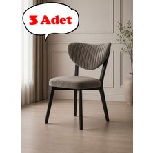 Teknor 3 Adet Elma Sandalye Modern Kadife Kapitone Sırtlı Mutfak Yemek Odası Balkon Kafe Sandalyesi 85 cm