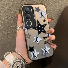 HONTINGA Vivo Y19S ile Uyumlu Kılıf Silikon Kenar Sert Arka Kamera Koruyucu Basitlik Anti Düşme Kamera Korumalı Yıldız Desen Couple Telefon Kılıfı Kadın ve Erkek Için Uygundur K1-1338