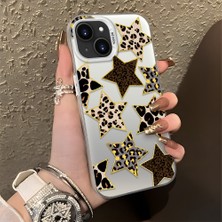 HONTINGA iPhone 13 Mini ile Uyumlu Kılıf Silikon Kenar Sert Arka Kamera Koruyucu Basitlik Anti Düşme Kamera Korumalı Leoparlı Yıldız Desen Couple Telefon Kılıfı K1-1345