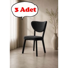 Teknor 3 Adet Elma Sandalye Modern Kadife Kapitone Sırtlı Mutfak Yemek Odası Balkon Kafe Sandalyesi 85 cm