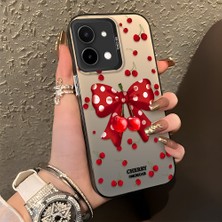 HONTINGA Vivo Y28 ile Uyumlu Kılıf Silikon Kenar Sert Arka Kamera Koruyucu Basitlik Anti Düşme Kamera Korumalı Papyon Desen Couple Telefon Kılıfı Kadın ve Erkek Için Uygundur K1-1344