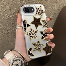 HONTINGA iPhone 17E ile Uyumlu Kılıf Silikon Kenar Sert Arka Kamera Koruyucu Basitlik Anti Düşme Kamera Korumalı Leoparlı Yıldız Desen Couple Telefon Kılıfı K1-1345