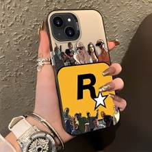 HONTINGA iPhone 13 Mini ile Uyumlu Kılıf Silikon Kenar Sert Arka Kamera Koruyucu Basitlik Anti Düşme Kamera Korumalı Rockstar Games Desen Couple Telefon Kılıfı K1-1339
