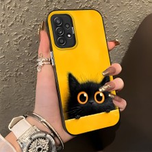HONTINGA Samsung Galaxy A52S 5g ile Uyumlu Kılıf Silikon Kenar Sert Arka Kamera Koruyucu Basitlik Anti Düşme Kamera Korumalı Kedi Desen Couple Telefon Kılıfı Kadın ve Erkek Için Uygundur K1-1337