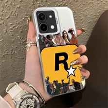 HONTINGA Vivo Y28 ile Uyumlu Kılıf Silikon Kenar Sert Arka Kamera Koruyucu Basitlik Anti Düşme Kamera Korumalı Rockstar Games Desen Couple Telefon Kılıfı K1-1339