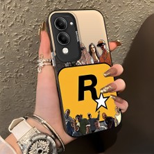 HONTINGA Vivo Y04 ile Uyumlu Kılıf Silikon Kenar Sert Arka Kamera Koruyucu Basitlik Anti Düşme Kamera Korumalı Rockstar Games Desen Couple Telefon Kılıfı K1-1339