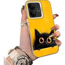 HONTINGA Vivo V60 Lite 5g ile Uyumlu Kılıf Silikon Kenar Sert Arka Kamera Koruyucu Basitlik Anti Düşme Kamera Korumalı Kedi Desen Couple Telefon Kılıfı Kadın ve Erkek Için Uygundur K1-1337