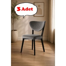 Teknor 3 Adet Elma Sandalye Modern Kadife Kapitone Sırtlı Mutfak Yemek Odası Balkon Kafe Sandalyesi 85 cm