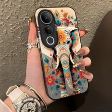 HONTINGA Vivo V50 Lite ile Uyumlu Kılıf Silikon Kenar Sert Arka Kamera Koruyucu Basitlik Anti Düşme Kamera Korumalı Fil Desen Couple Telefon Kılıfı Kadın ve Erkek Için Uygundur K1-1342