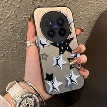 HONTINGA Vivo X200 Pro ile Uyumlu Kılıf Silikon Kenar Sert Arka Kamera Koruyucu Basitlik Anti Düşme Kamera Korumalı Yıldız Desen Couple Telefon Kılıfı Kadın ve Erkek Için Uygundur K1-1338
