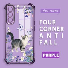 HONTINGA Samsung Galaxy S21 Fe 5g ile Uyumlu Kılıf Şeffaf Kılıfı Kamera Koruyucu Basitlik Anti Düşme Kamera Korumalı Kedi Desen Yumuşak Silikon Couple Telefon Kılıfı Kadın ve Erkek Için Uygundur K3-0301