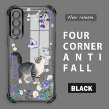HONTINGA Samsung Galaxy S21 Fe 5g ile Uyumlu Kılıf Şeffaf Kılıfı Kamera Koruyucu Basitlik Anti Düşme Kamera Korumalı Kedi Desen Yumuşak Silikon Couple Telefon Kılıfı Kadın ve Erkek Için Uygundur K3-0301