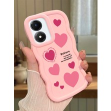 HONTINGA Vivo Y02S Uyumlu Kılıf Düşüme Önleyici Basitlik Anti Düşme Kamera Koruyucu Basit Pembe Yumuşak Silikon Couple Telefon Kılıfı Kalp Desen K9-0195