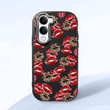 HONTINGA Vivo Y04 ile Uyumlu Kılıf Kamera Korumalı Düşüme Önleyici Kamera Koruyucu Siyah Yumuşak Silikon Couple Telefon Kılıfı Öpücük Desenli K4-0366