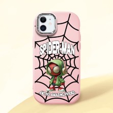 HONTINGA iPhone 11 ile Uyumlu Kılıf Kamera Korumalı Düşüme Önleyici Kamera Koruyucu Pembe Yumuşak Silikon Couple Telefon Kılıfı Spider Man Desenli K4-0369