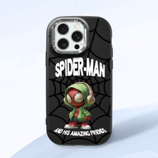 HONTINGA iPhone 15 Pro Max ile Uyumlu Kılıf Kamera Korumalı Düşüme Önleyici Kamera Koruyucu Siyah Yumuşak Silikon Couple Telefon Kılıfı Spider Man Desenli K4-0369