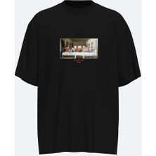Fandr Studio Beyaz Oversize Bisiklet Yakalı The Last Supper T-Shirt