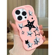HONTINGA iPhone 14 Pro Uyumlu Kılıf Düşüme Önleyici Basitlik Anti Düşme Kamera Koruyucu Basit Pembe Yumuşak Silikon Couple Telefon Kılıfı Yıldız Desen K9-0196