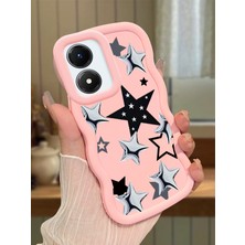 HONTINGA Vivo Y02S Uyumlu Kılıf Düşüme Önleyici Basitlik Anti Düşme Kamera Koruyucu Basit Pembe Yumuşak Silikon Couple Telefon Kılıfı Yıldız Desen K9-0196