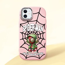 HONTINGA iPhone 12 Mini ile Uyumlu Kılıf Kamera Korumalı Düşüme Önleyici Kamera Koruyucu Pembe Yumuşak Silikon Couple Telefon Kılıfı Spider Man Desenli K4-0369