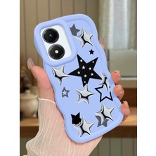 HONTINGA Vivo Y02S Uyumlu Kılıf Düşüme Önleyici Basitlik Anti Düşme Kamera Koruyucu Basit Mavi Yumuşak Silikon Couple Telefon Kılıfı Yıldız Desen K9-0196